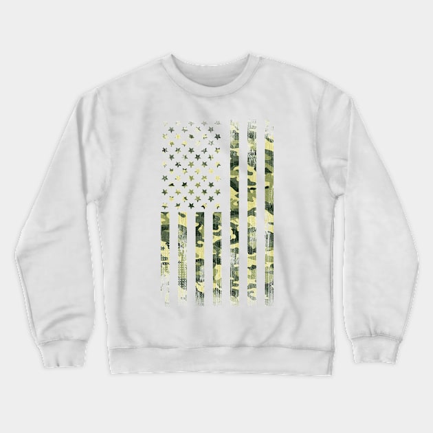 Camo American Flag Military Vintage Crewneck Sweatshirt by Dojaja